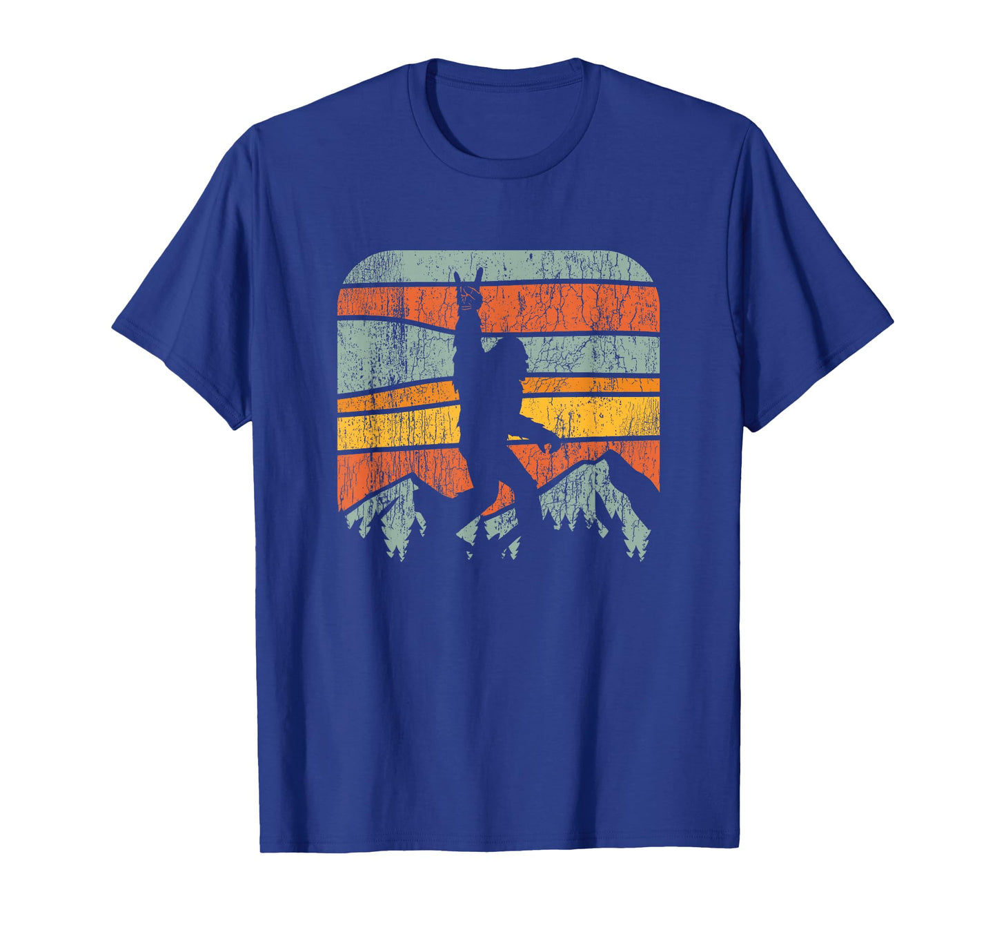 Bigfoot Rock and Roll Retro Mountain Sunset Sasquatch Gift T-Shirt