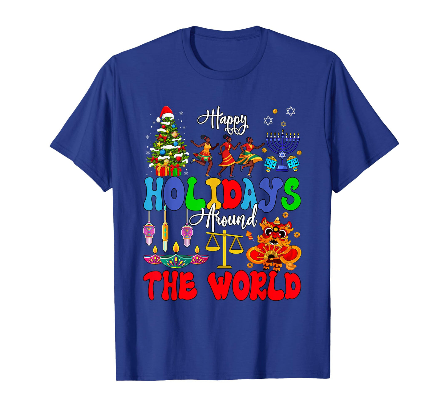 Family Lover Vacations Costume Holidays Around World Xmas Hanukkah Kwanzaa Diwali New Year Unisex-Kids T-Shirt Black Small