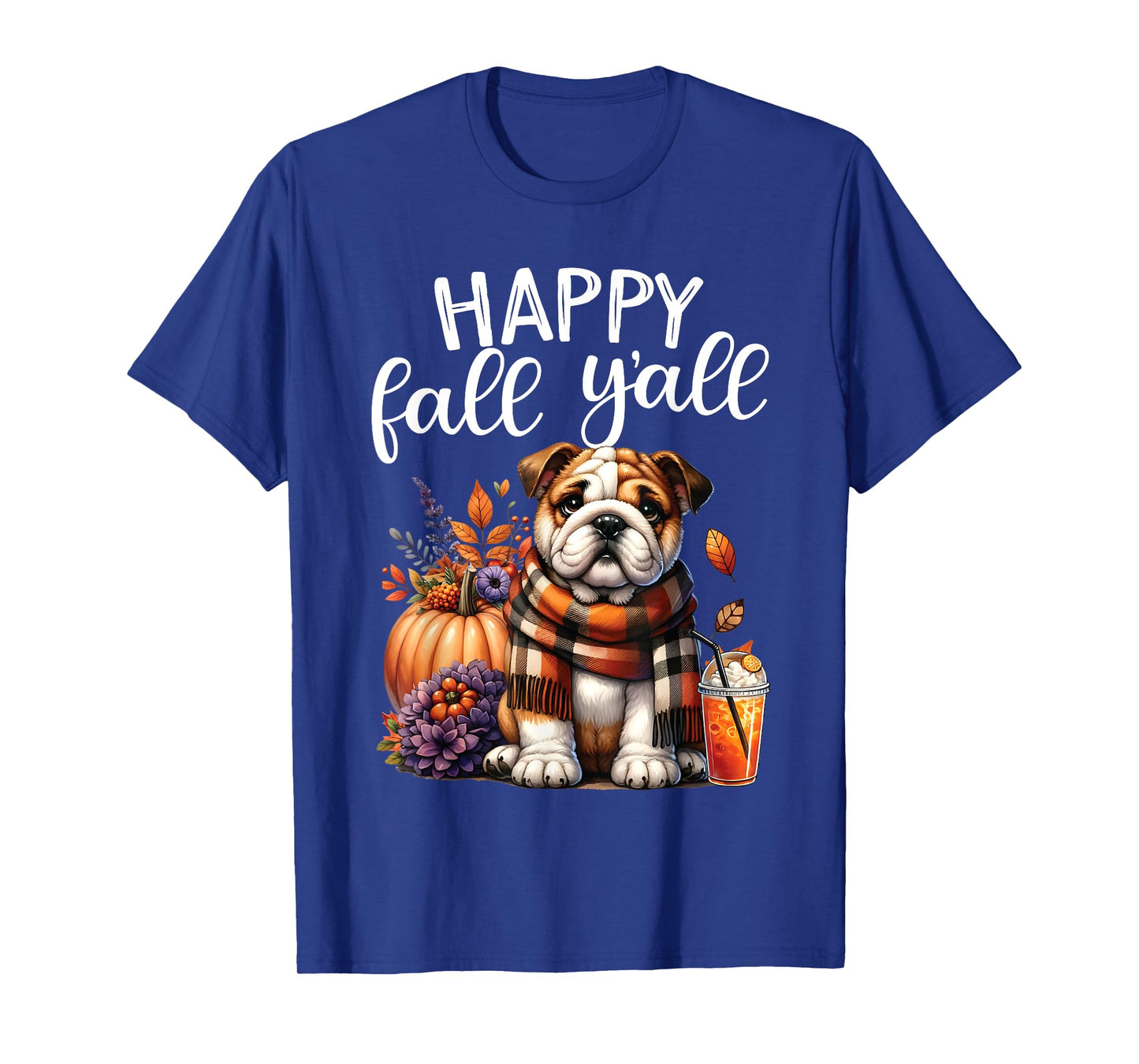 Thankful Grateful Blessed English Bulldog Fall Y'all Autumn T-Shirt