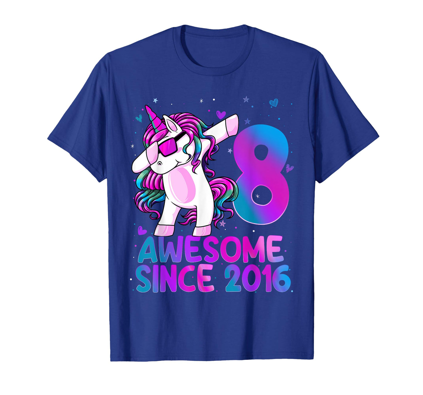 Dabbing Unicorn 8 Year Old 8th Birthday Girl Unicorn Party T-Shirt