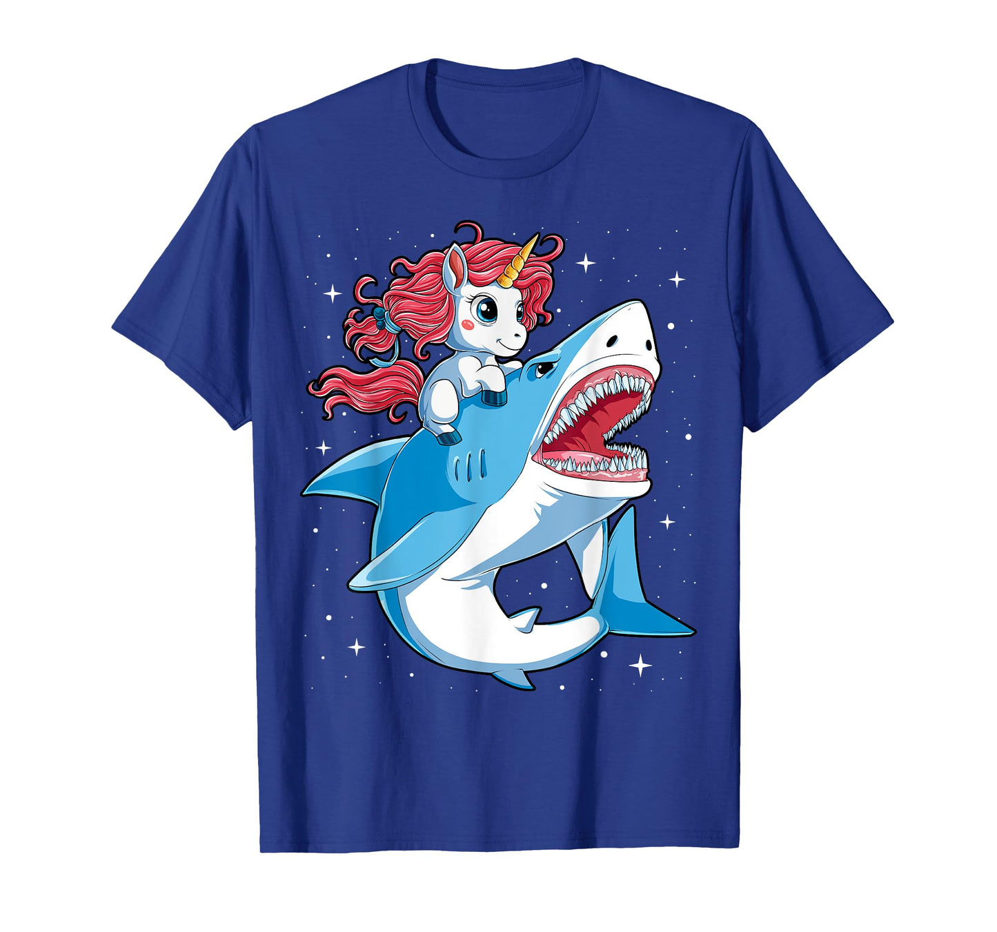 Unicorn Riding Shark T shirt Boys Kids Space Galaxy Gifts T-Shirt