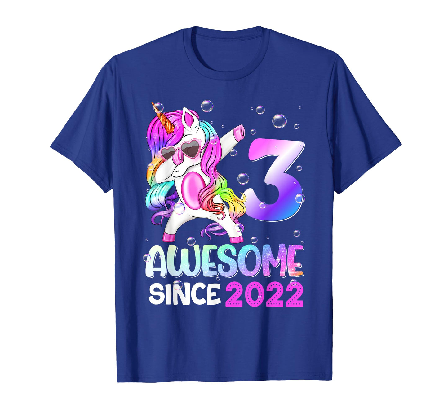 Awesome Since 2022 Dabbing Unicorn 3th Birthday T-Shirt