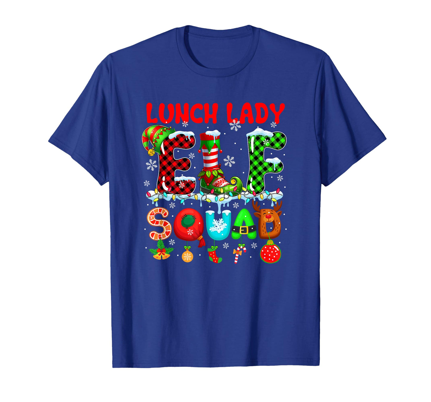 Lunch Lady Elf Squad Christmas Colorful Funny Job Team T-Shirt