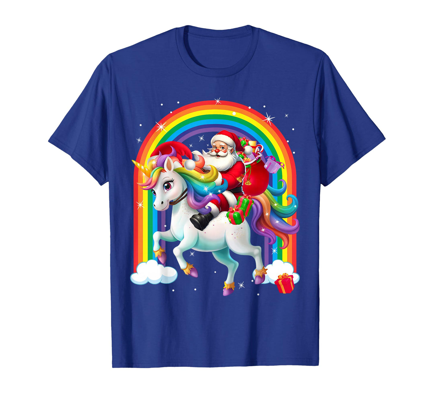 Merry Christmas 2025 Santa Riding Unicorn Xmas Girls Women T-Shirt