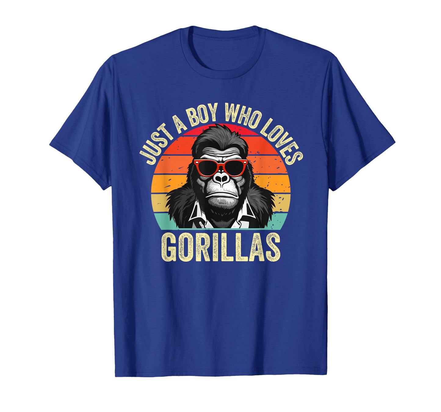 Just A Boy Who Loves Gorillas Kids Retro Gorilla Sunglasses T-Shirt