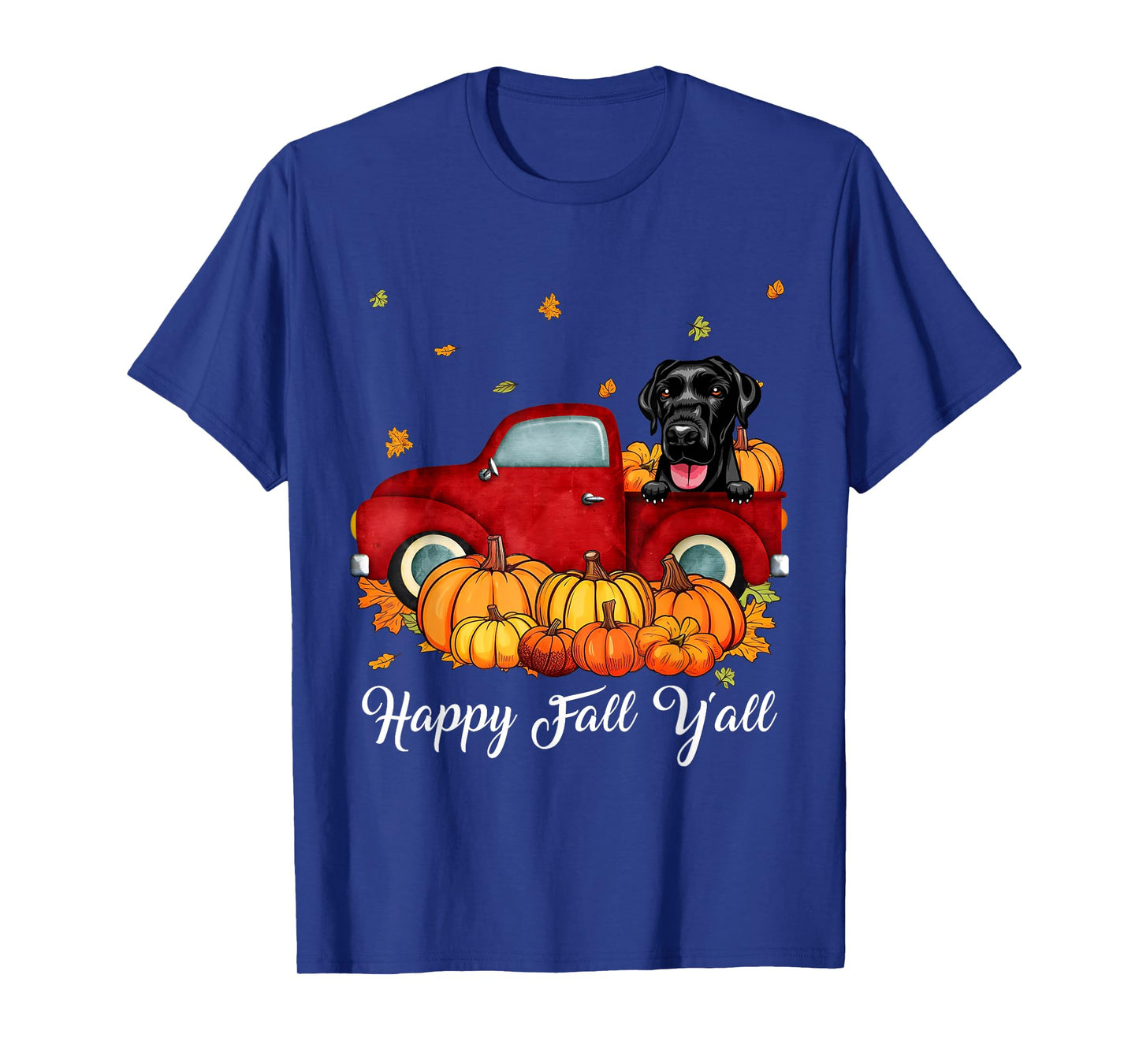 Happy Fall Y'all Labrador Retriever Dog Truck Pumpkin Autumn T-Shirt
