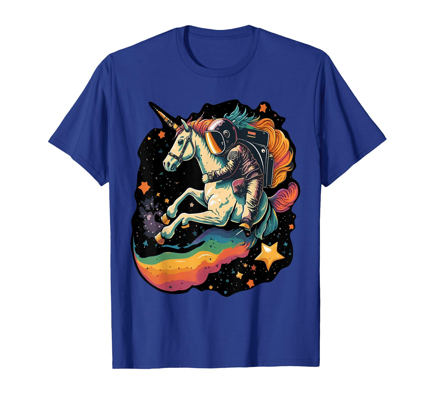 Cool Astronaut Spaceman Riding A Rainbow Unicorn In Space T-Shirt