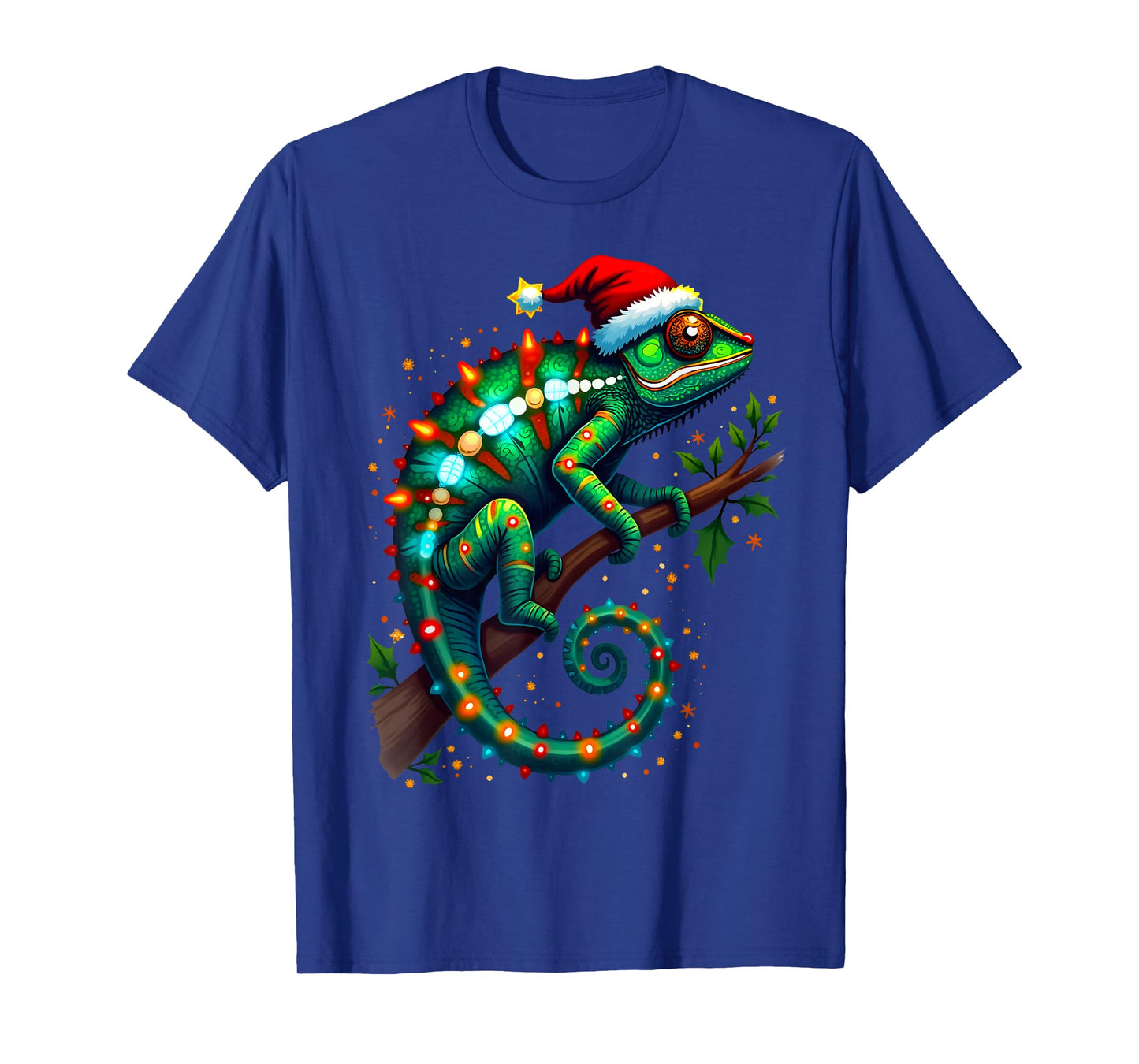 Chameleon Santa Hat Lights Christmas Cute Xmas Pajama T-Shirt