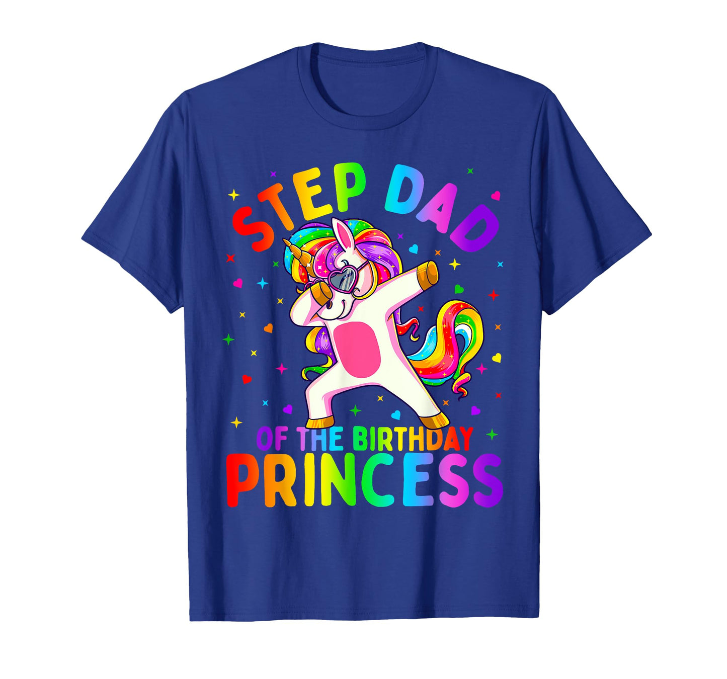 Step Dad of the Birthday Princess Girl Dabbing Unicorn T-Shirt