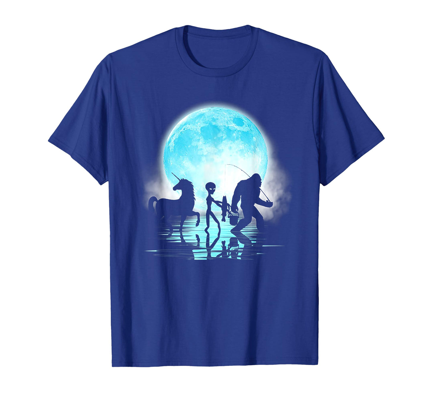 Funny Bigfoot Alien Unicorn Fishing T-Shirt