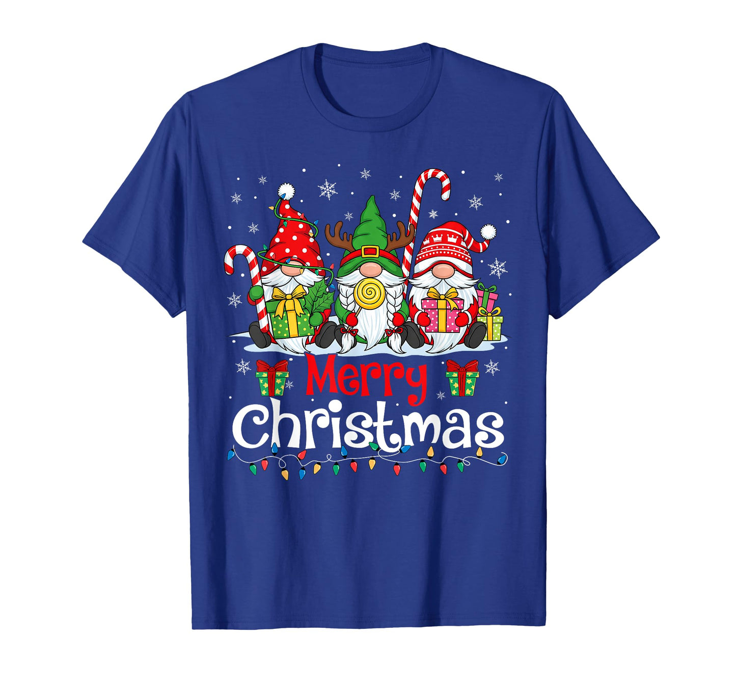Cute Gnomes Merry Christmas Light Family Gnome Xmas Matching T-Shirt