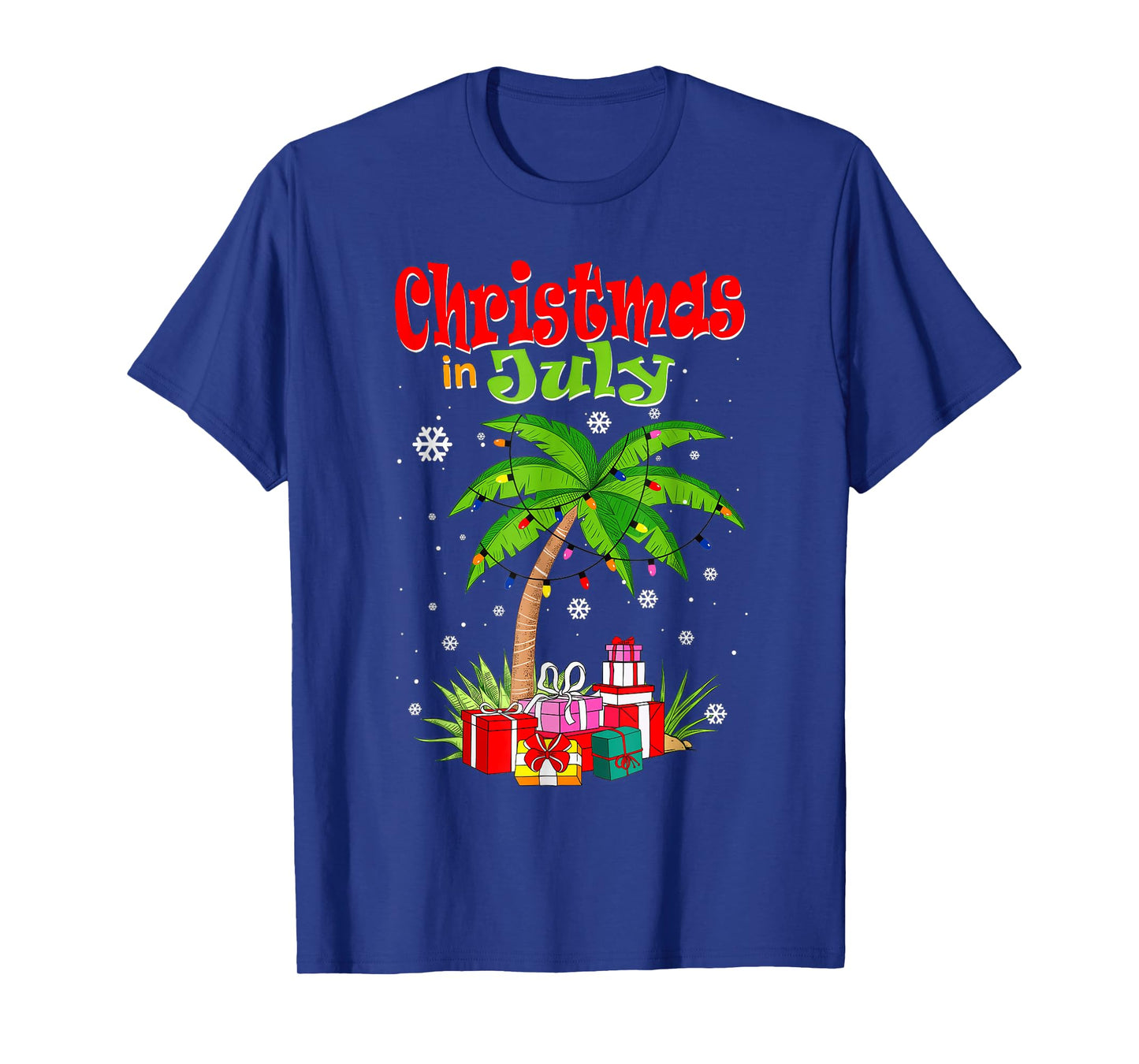 Christmas in July Palm Tree Xmas Tree Beach Summer Vacation T-Shirt