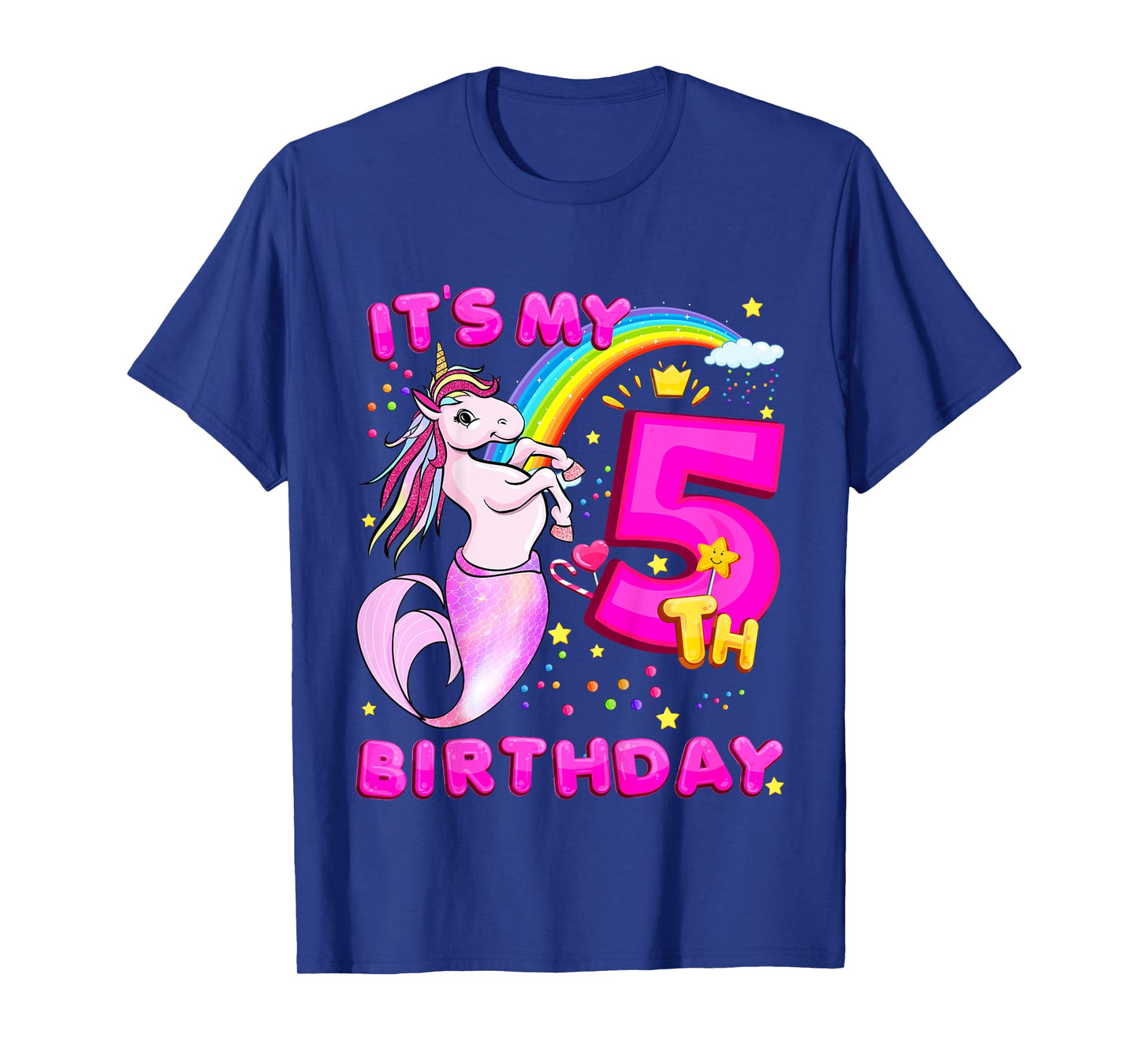 5th Birthday Unicorn Mermicorn Mermaid Gifts For Girls T-Shirt