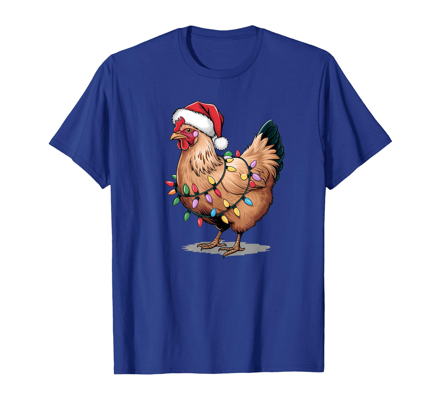 Funny Christmas Chicken Christmas Lights Kids Women Men T-Shirt