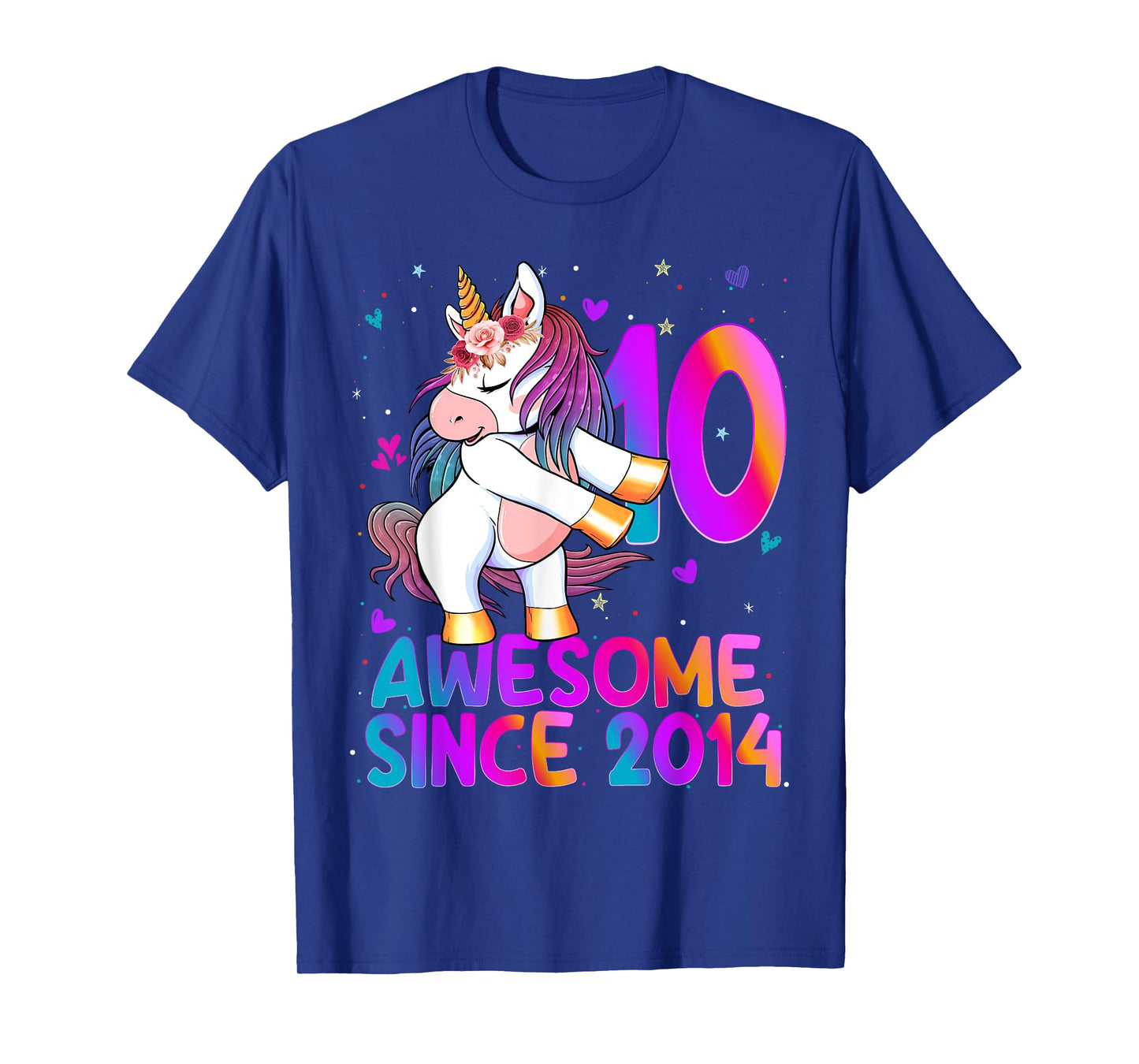 Double Digits Unicorn 10 Year Old 10th Birthday Girl Unicorn T-Shirt