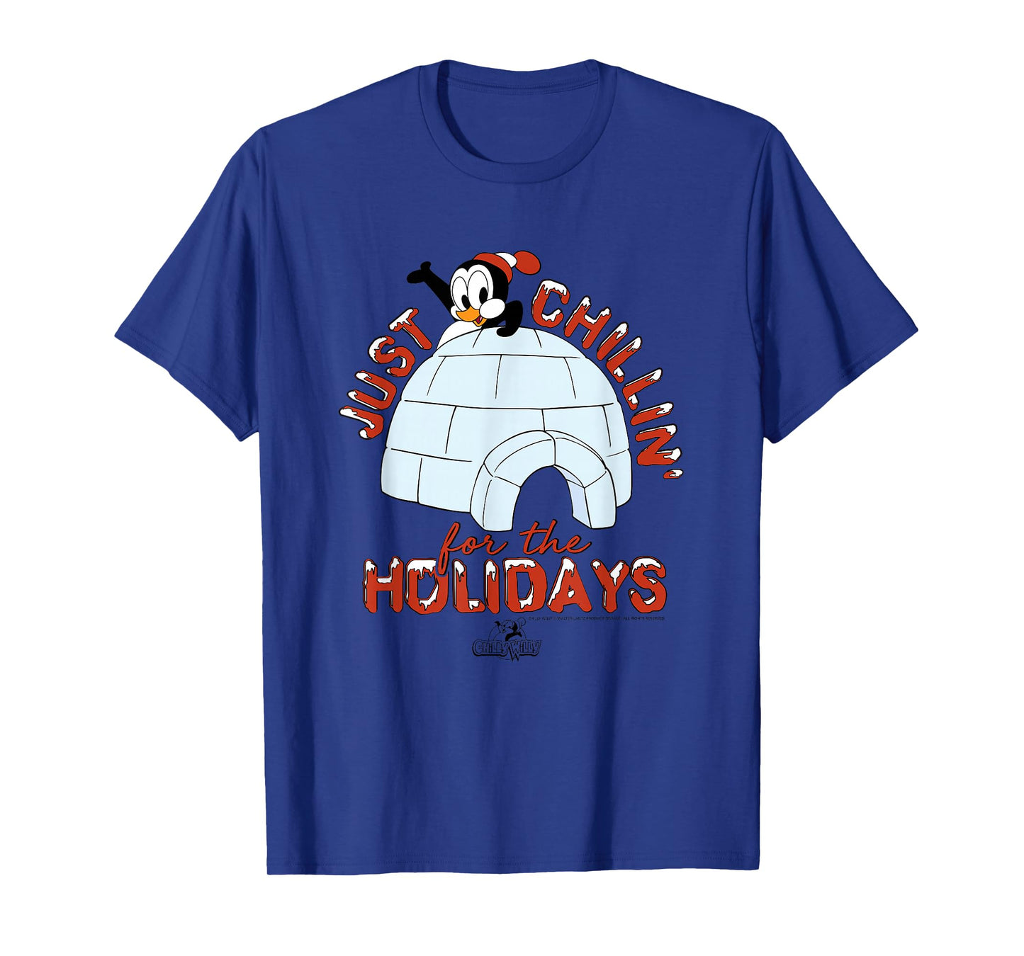 Chilly Willy T-Shirt - Unisex, Blue, Short Sleeve, Size Small, Casual, Cartoon Graphic, Holiday Theme