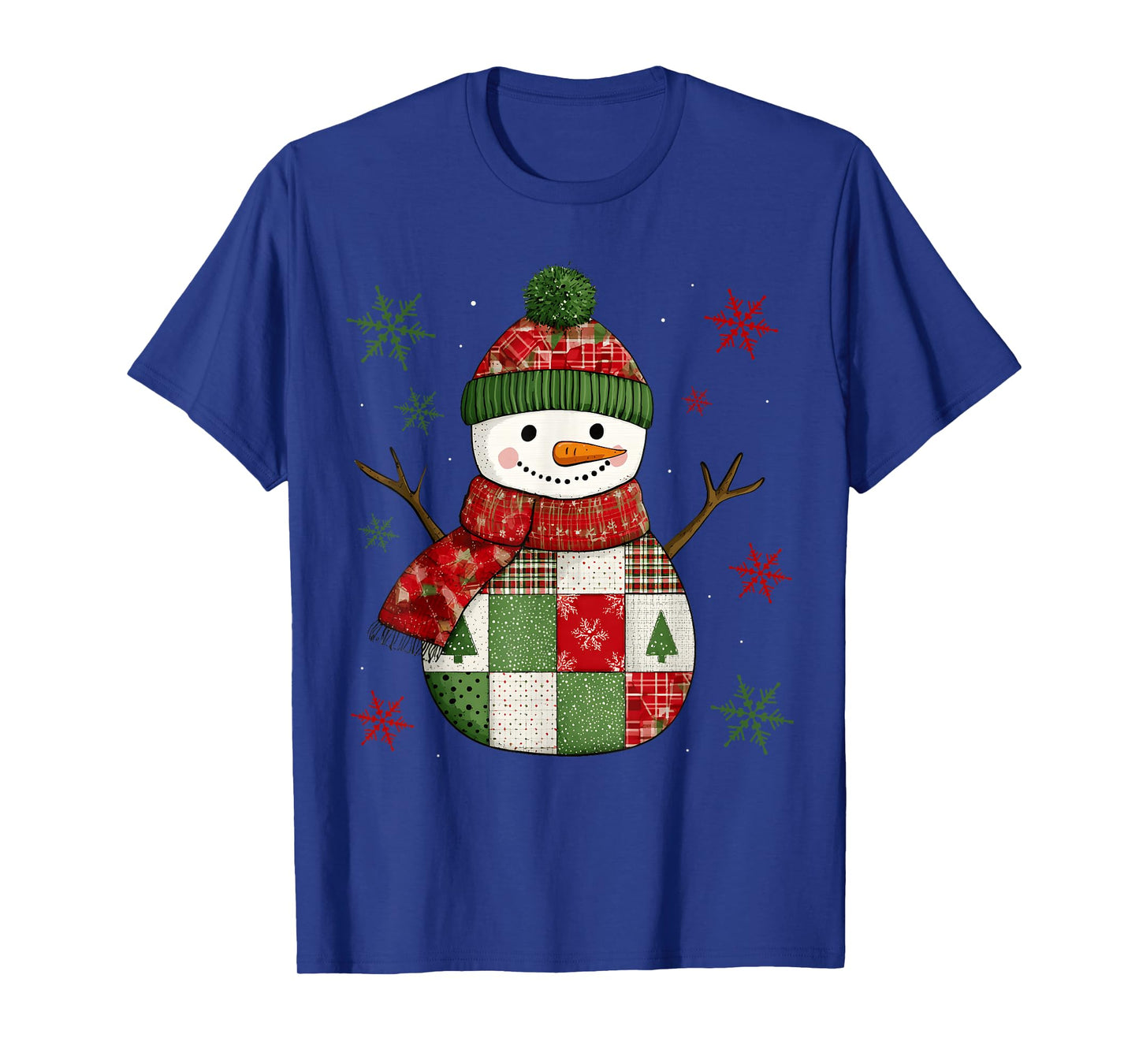 Patchwork Snowman Retro Funny Christmas Snowman Holiday Xmas T-Shirt