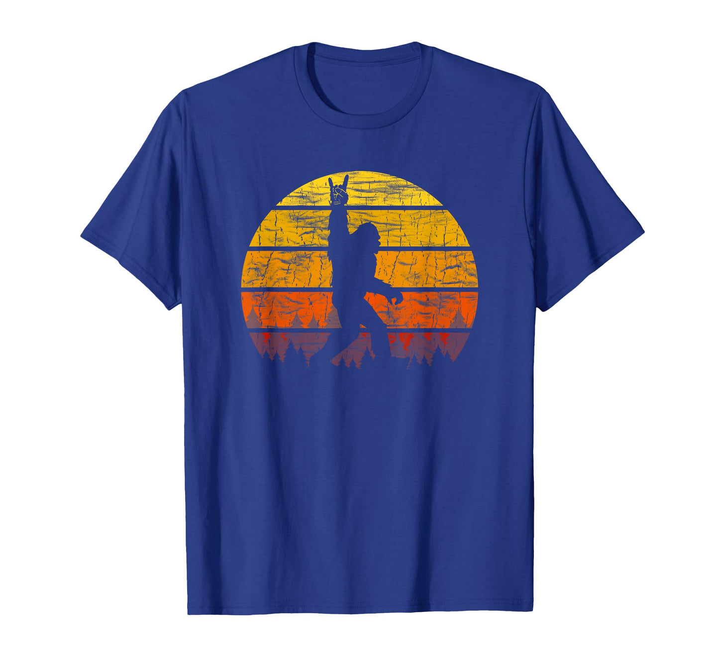 Retro Bigfoot Rock On Silhouette Sunset Believe 80s Graphic T-Shirt