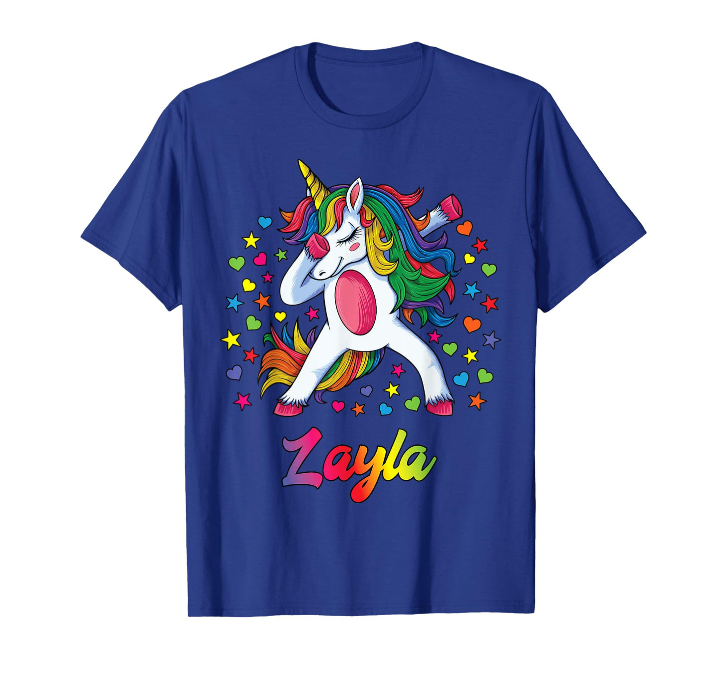 Layla Dabbing Unicorn Rainbow Personalized Name Custom T-Shirt