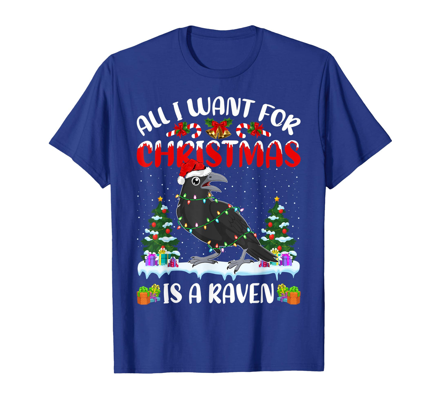 Funny Santa Hat All I Want For Christmas Is A Raven T-Shirt