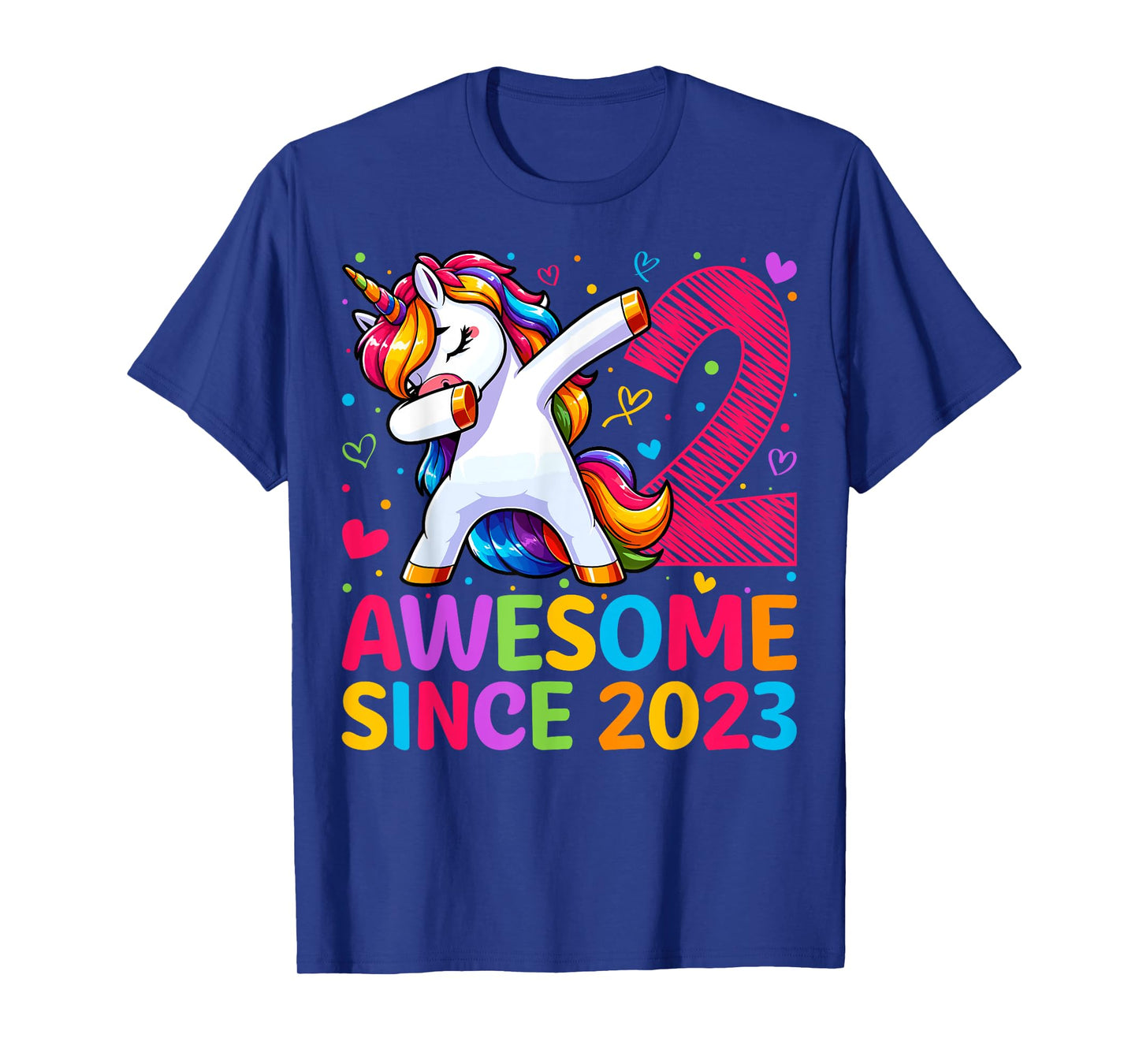 2 Year Old Unicorn Dabbing 2nd Birthday Girl Party T-Shirt