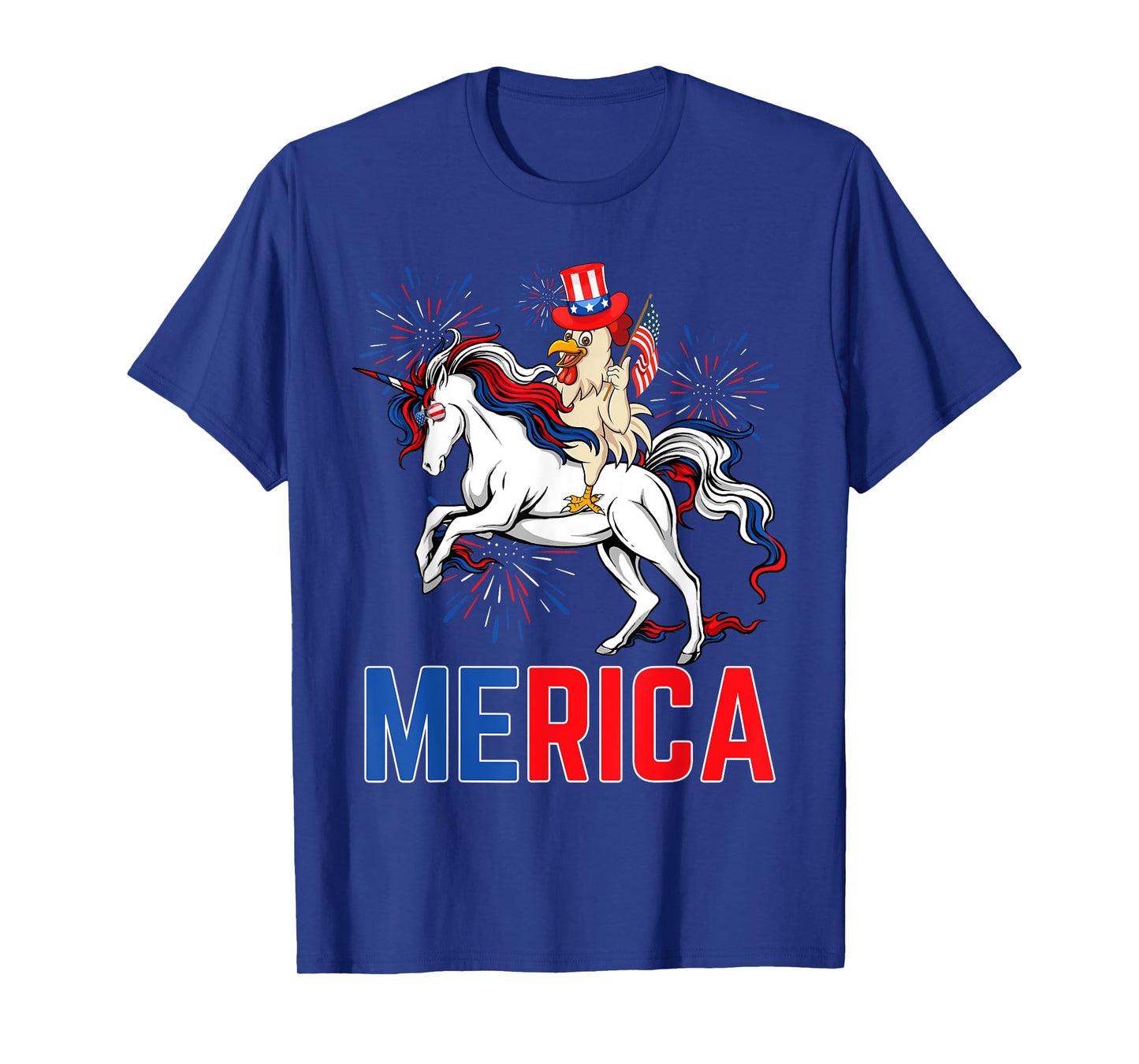 Funny Merica Chicken Unicorn American Flag Happy 4th Of July T-Shirt