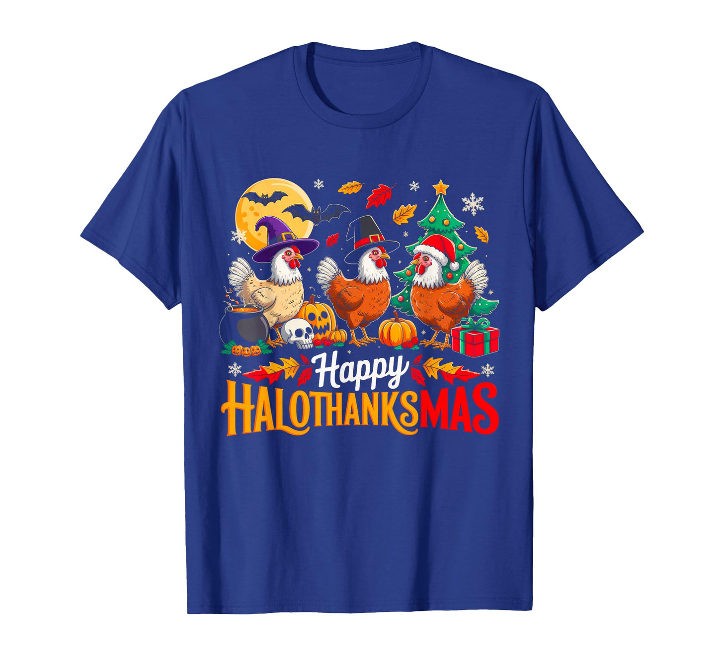 Happy HalloThanksMas Funny Chicken Animal Lovers Farmer T-Shirt