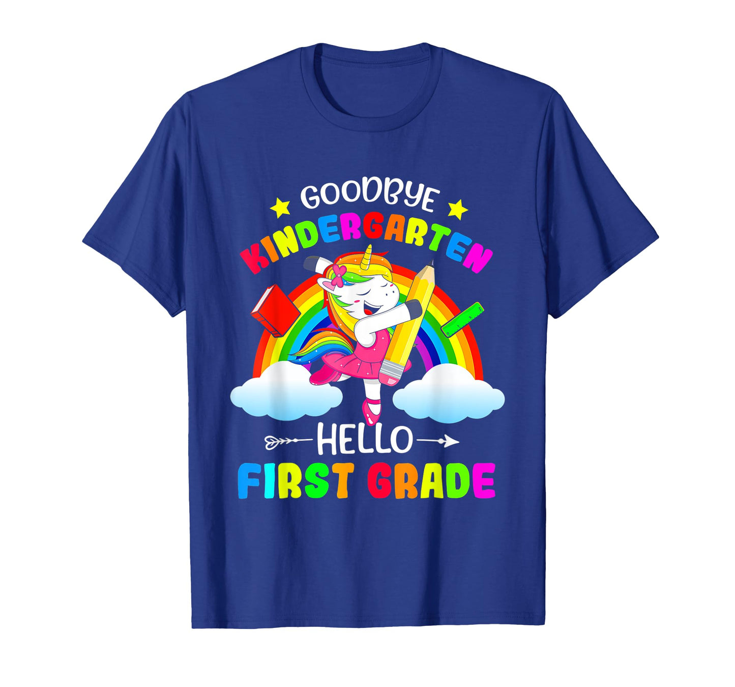 Goodbye Kindergarten Hello 1st Grade Unicorn Girls 2025 Grad T-Shirt