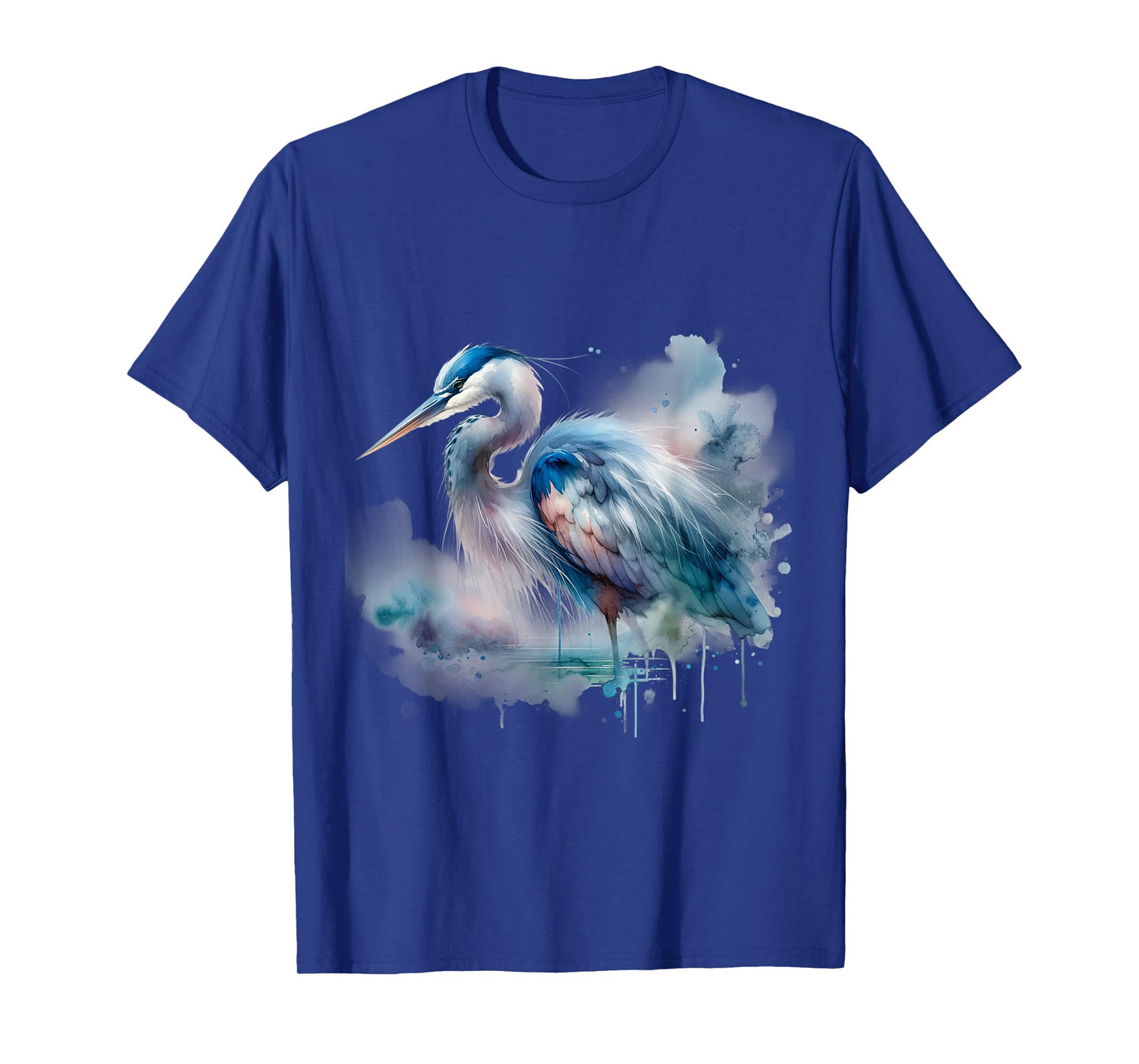 Watercolor Great Blue Heron - Bird Art T-Shirt