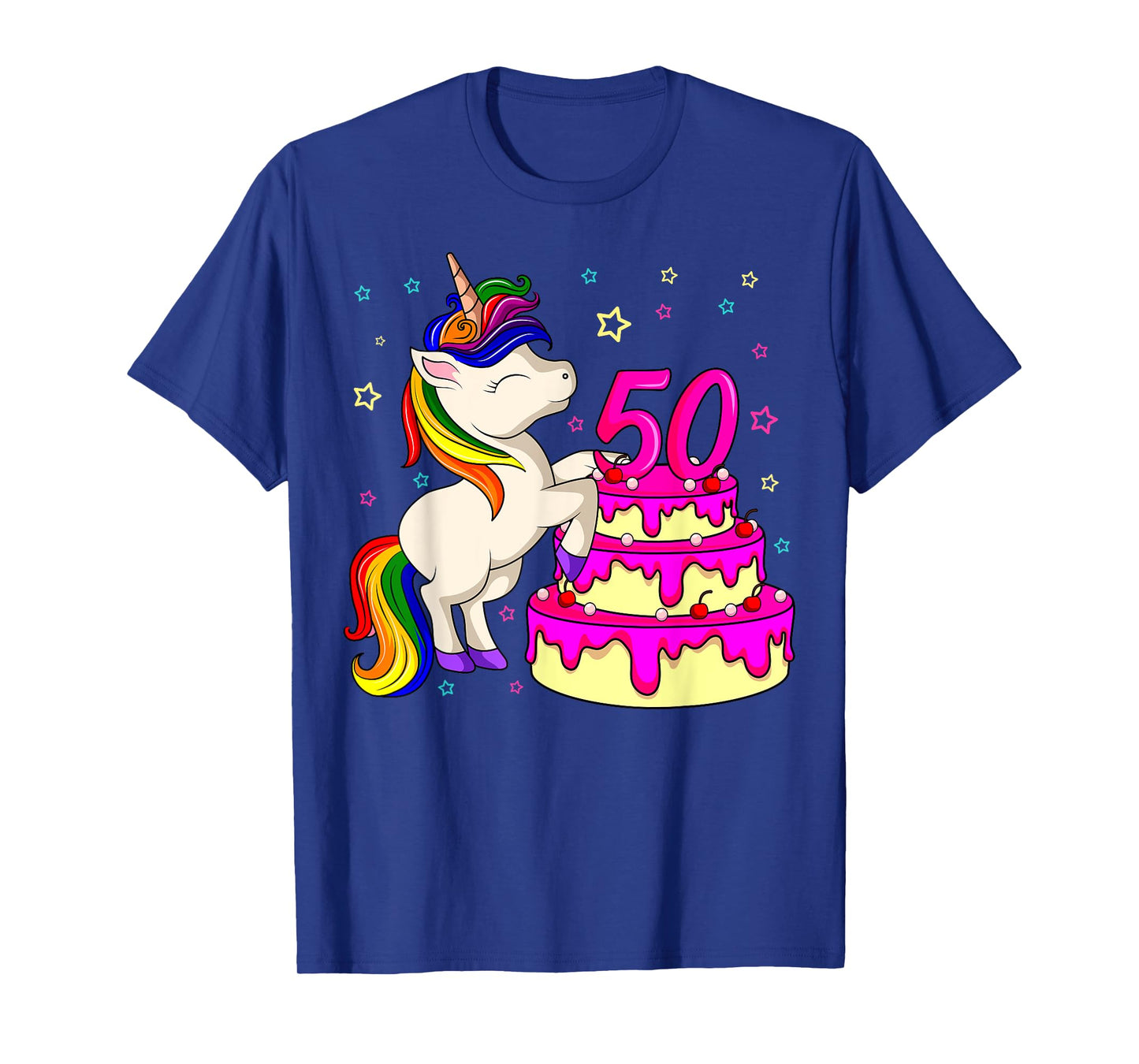 50th Bday Unicorn Rainbow Cake Theme Birthday Party T-Shirt