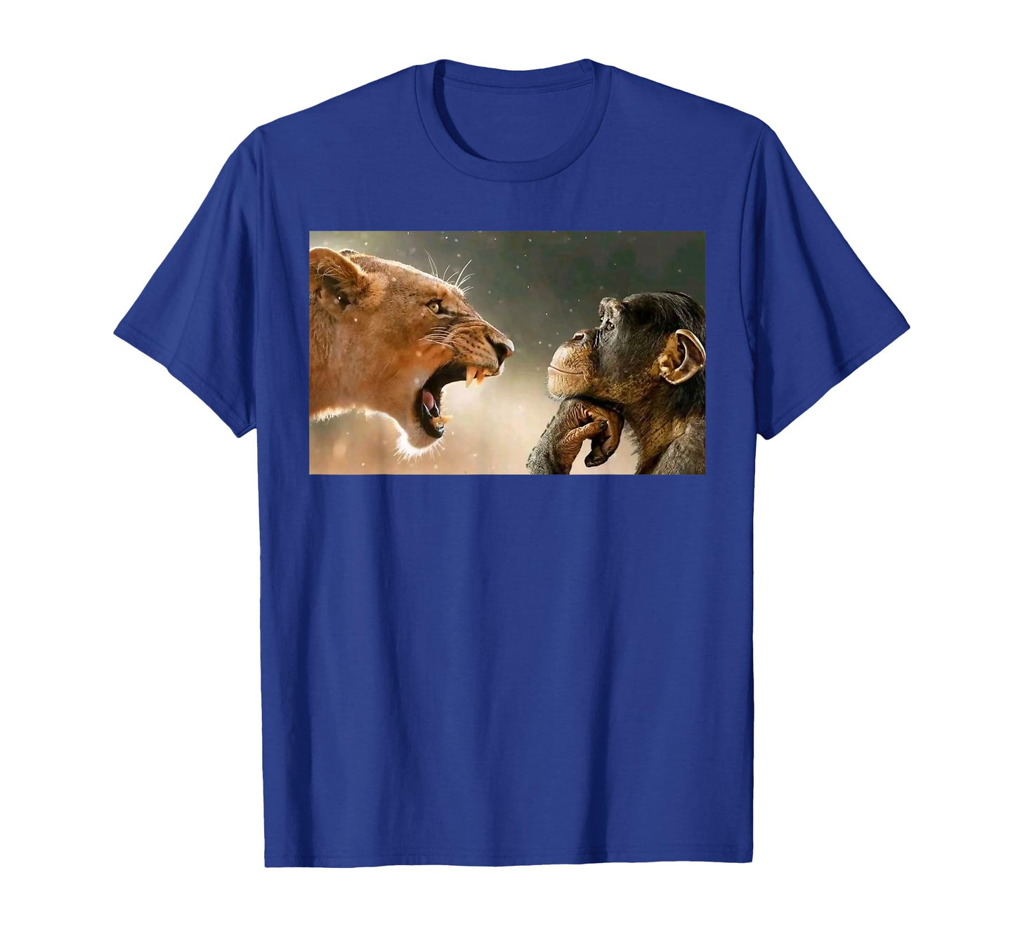 Lion Yelling at Monkey Monkey and Lion Meme Monkey Thinking T-Shirt