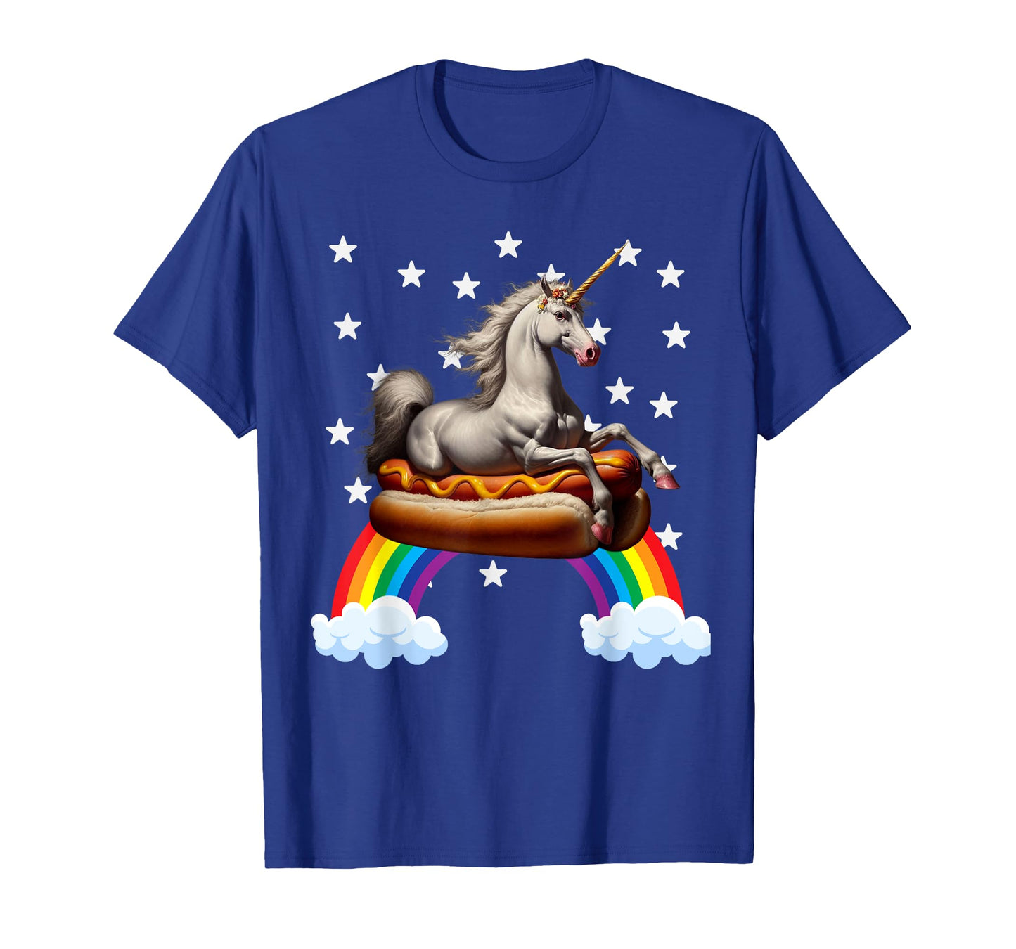 Unicorn Riding Hot Dog Boys Girls Women Kids Teen Mother Mom T-Shirt