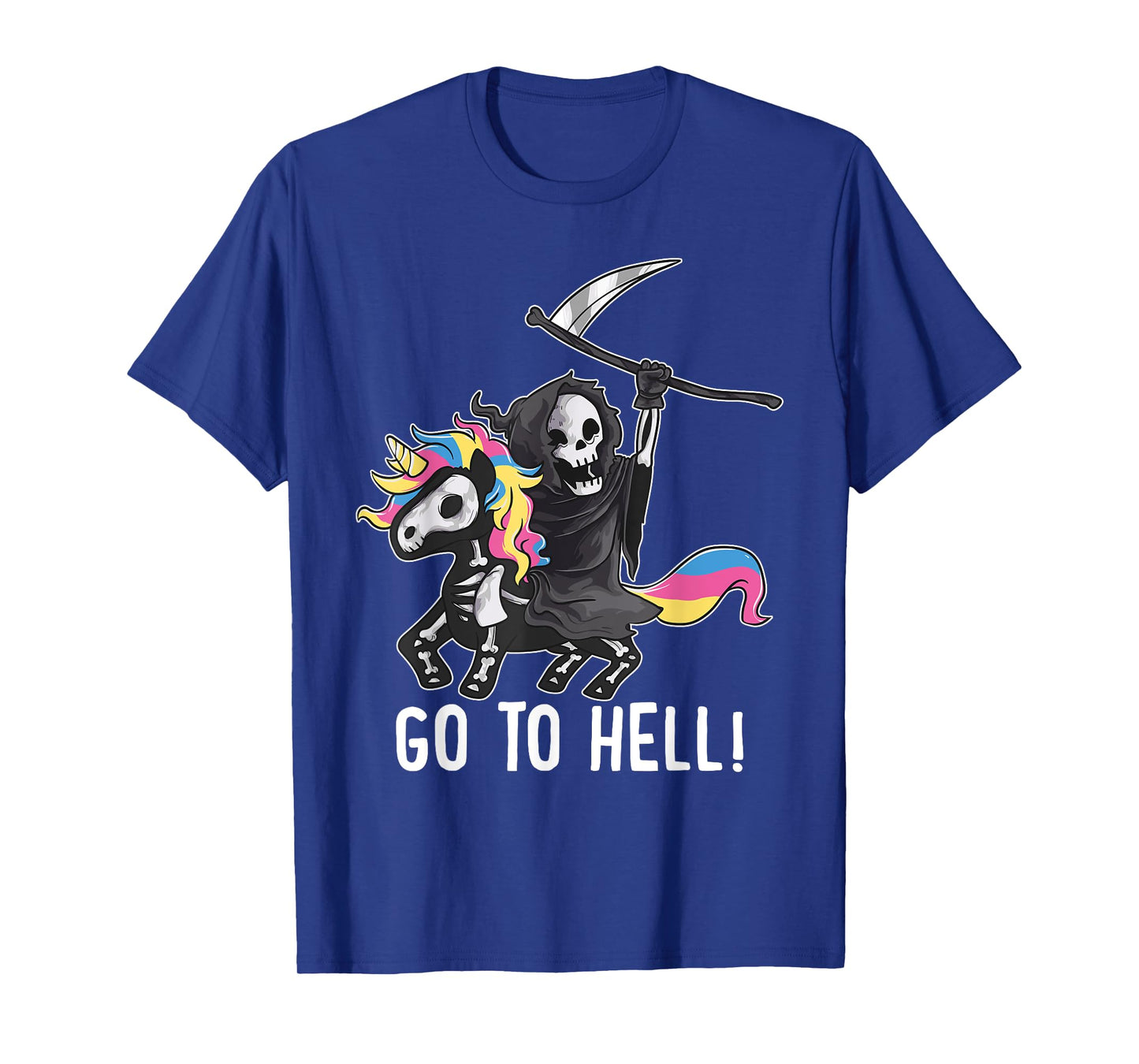 Gehe zum Hölle Unicorn Sugar Skull Grim Reaper Halloween T-Shirt