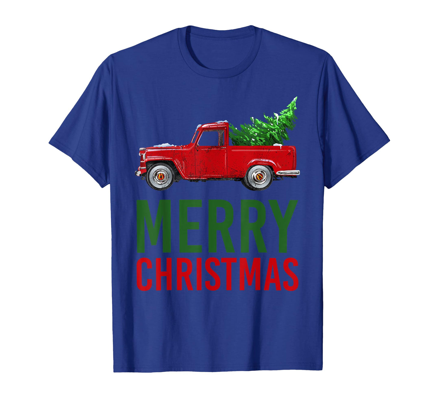 Red Vintage Wagon Tree Vacation Gift Red Truck Christmas T-Shirt