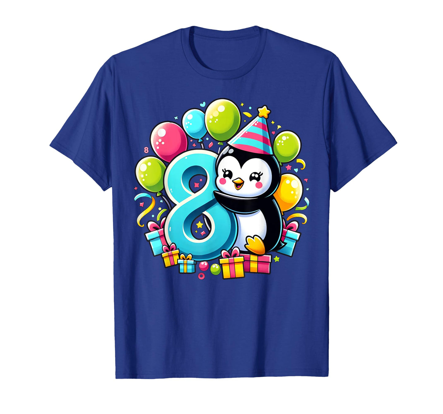 Penguin 8th birthday for boy girl 8 years old eight Penguin T-Shirt