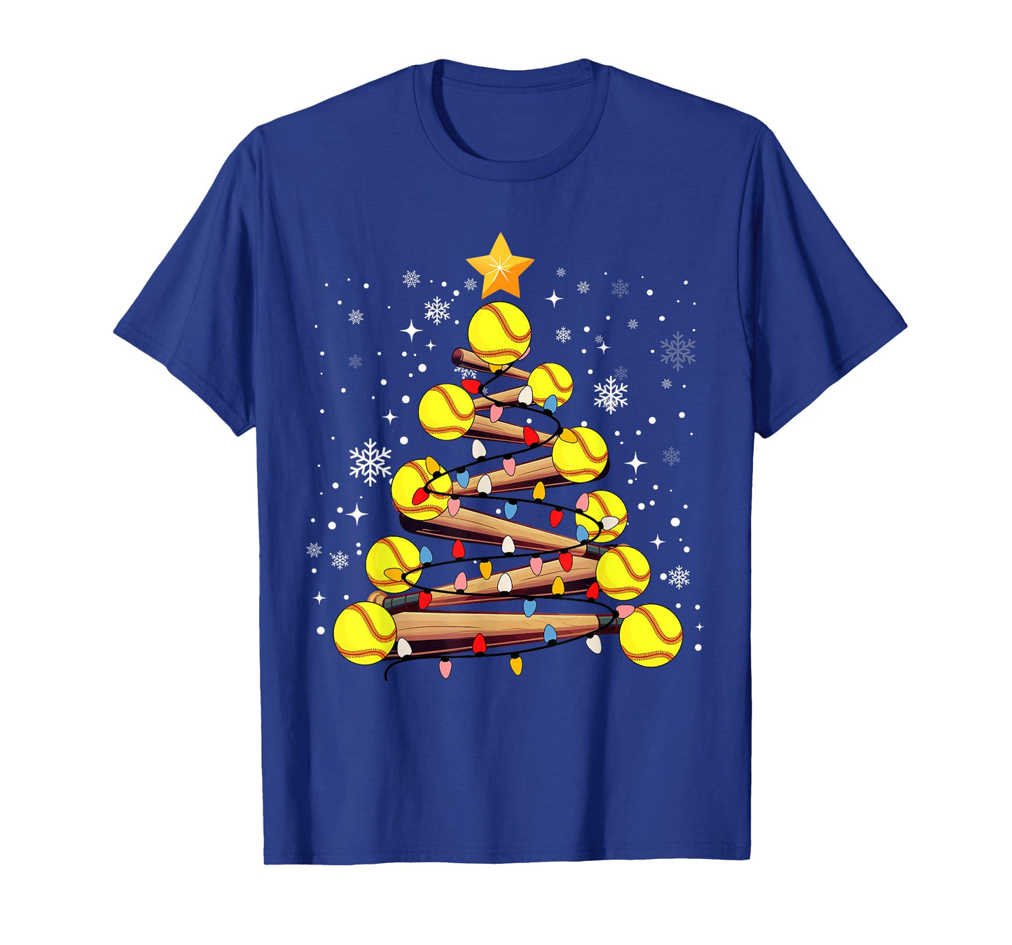 Softball Christmas Tree Light Xmas Softball Girls Kids T-Shirt