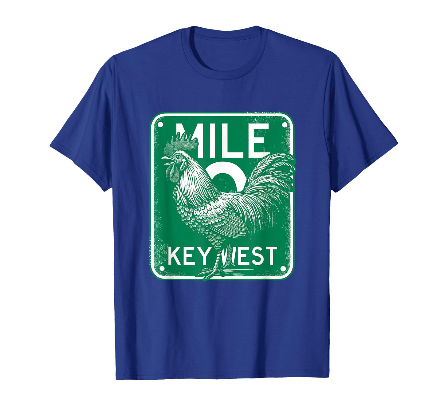 Key West Florida Chicken Retro Mile 0 Rooster Mile Marker T-Shirt