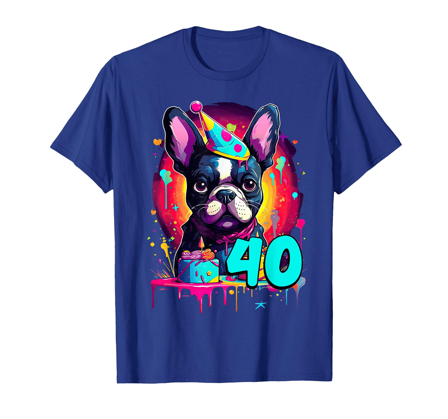 French Bulldog Dog 40th Birthday Themed Party 40 Years Old T-Shirt