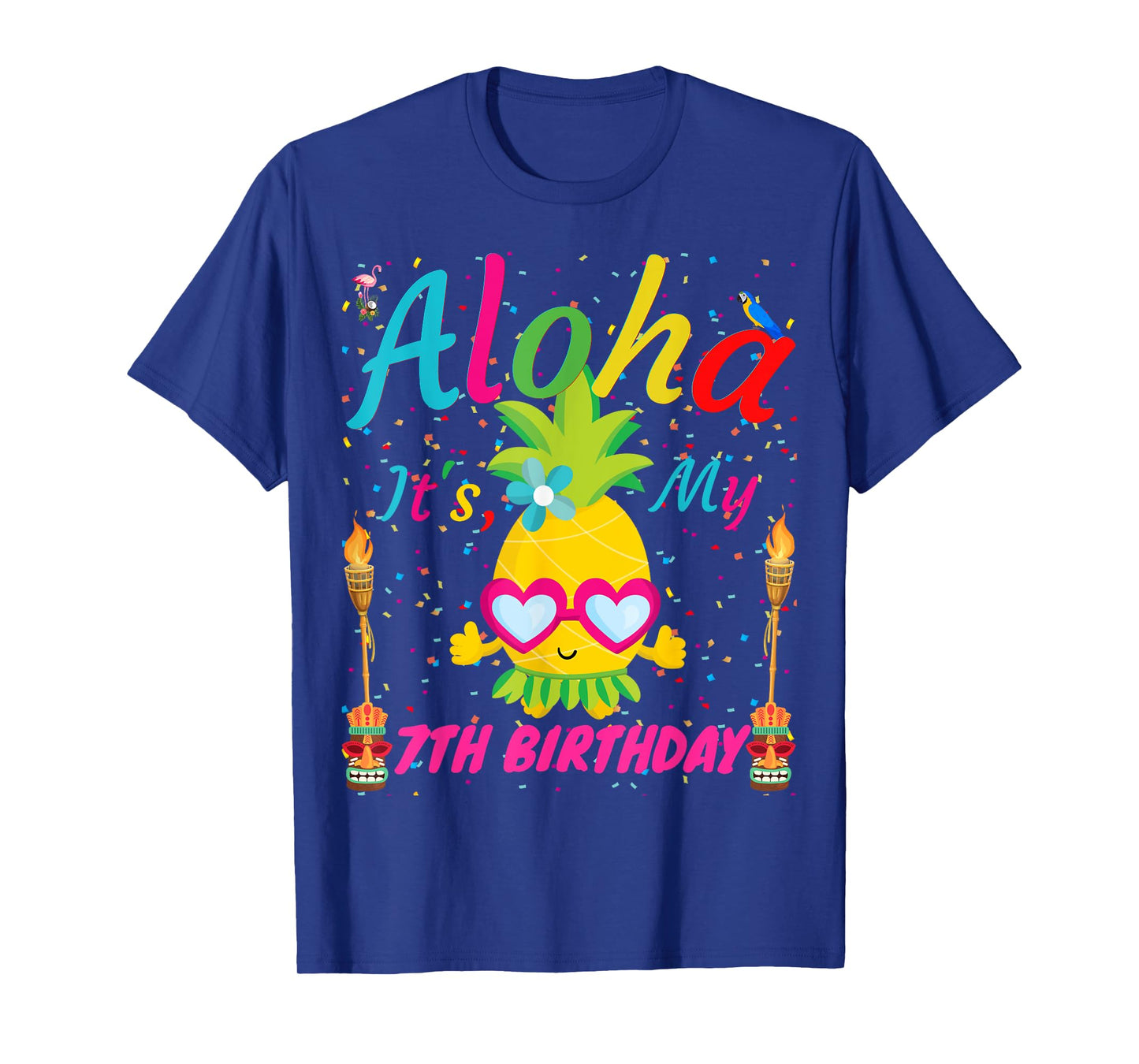 Aloha It's My 7th Birthday Hawaii Girls Sunglass Pineapple T-Shirt