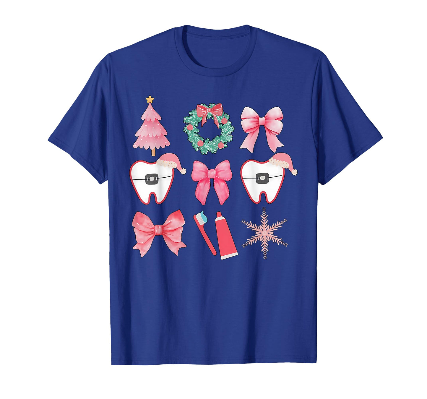 Christmas Coquette Bow Orthodontic Dental Dental Crew T-Shirt