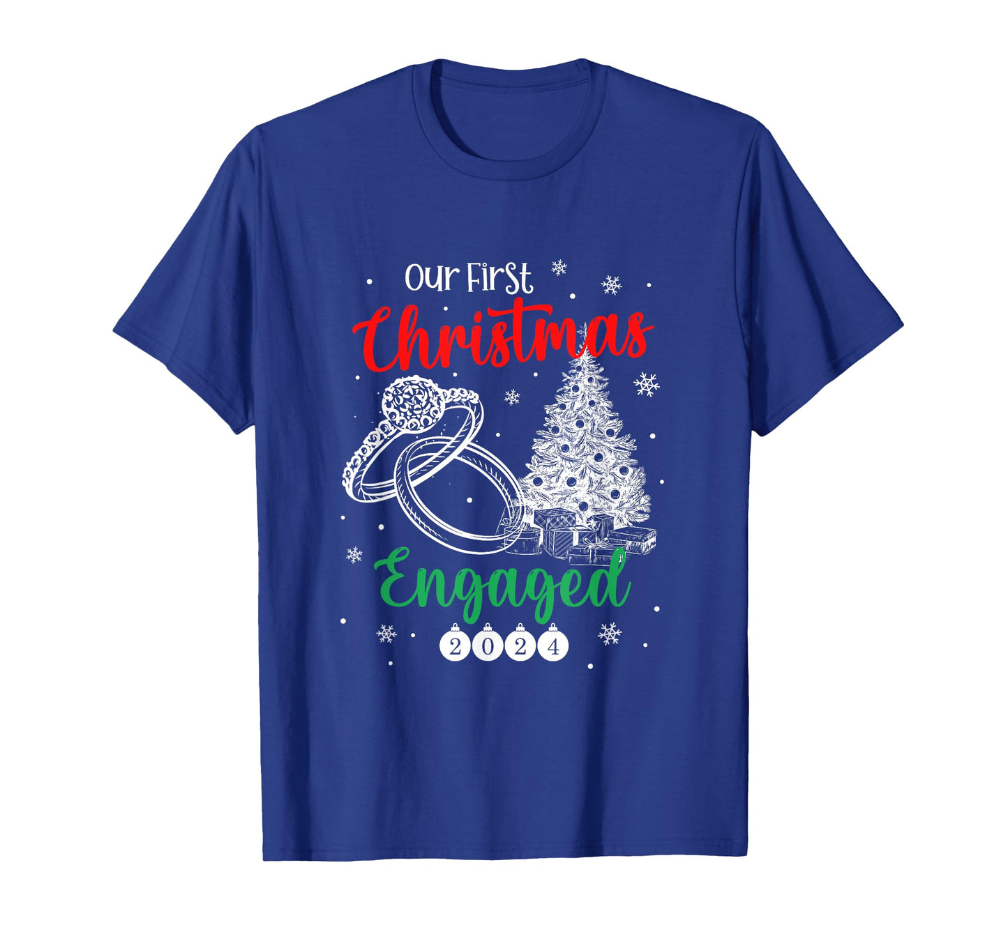 1st Christmas Engaged 2024 Matching Couples Mr and Mrs Xmas T-Shirt