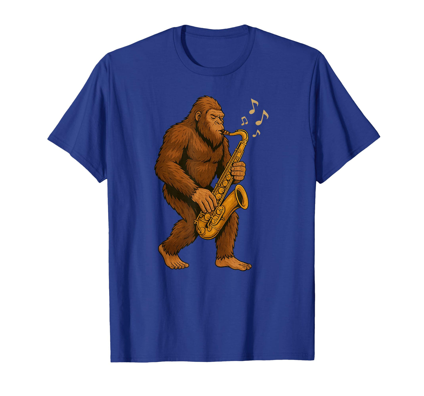 Bigfoot Playing Saxophone, Funny Sasquatch Cryptid Music T-Shirt