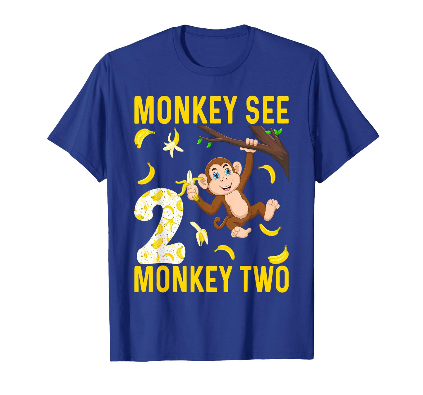 Kids 2 Years Old Monkey Party Themes 2nd Birthday T-Shirt