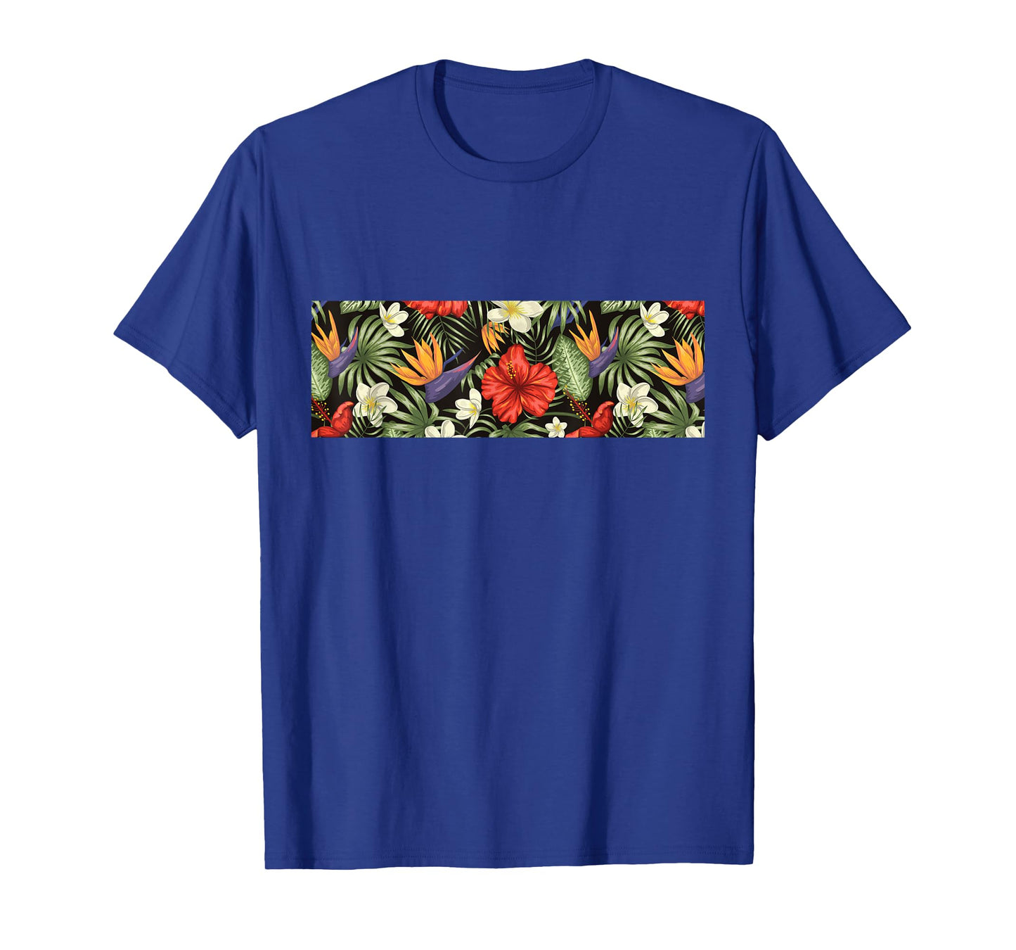 Tropical Flower Pattern Hibiscus Plumeria Flower Hawaiian T-Shirt