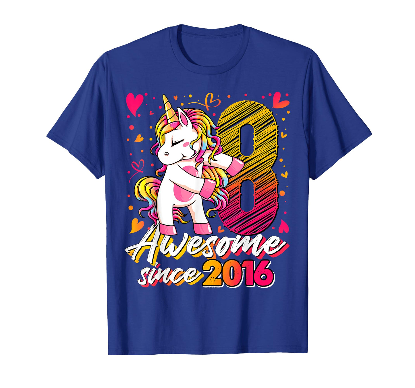 8 Years Old Flossing Unicorn Gifts 8th Birthday Girl Party T-Shirt