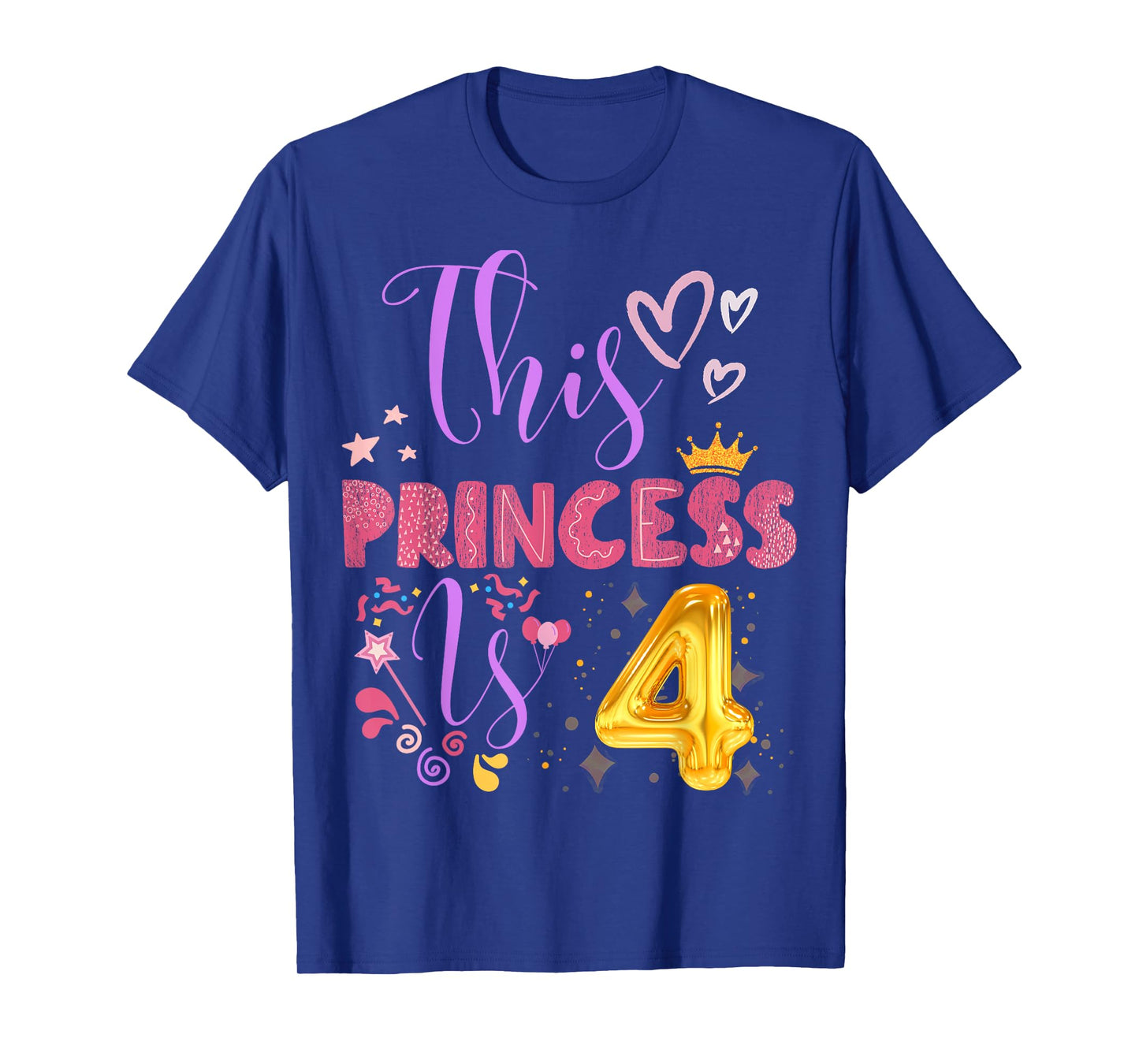 Birthday Girl This Princess Is 4 Year Old Girl B-Day T-Shirt