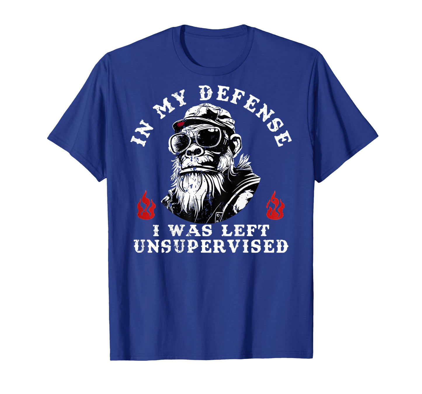 Funny Monkey In My Defense I Was Left Unsupervised (On Back) T-Shirt