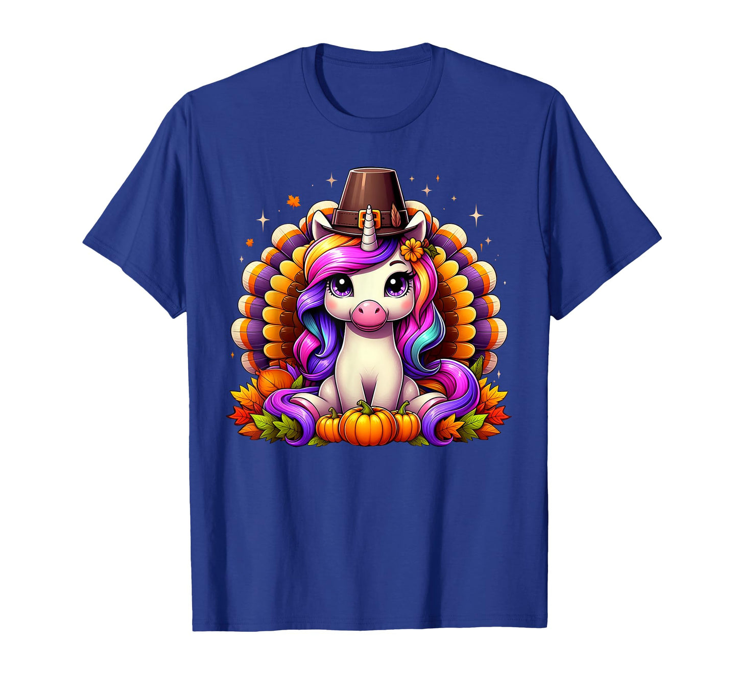 Happy Thanksgiving Toddler Turkey Cute Unicorn Girls Kids T-Shirt
