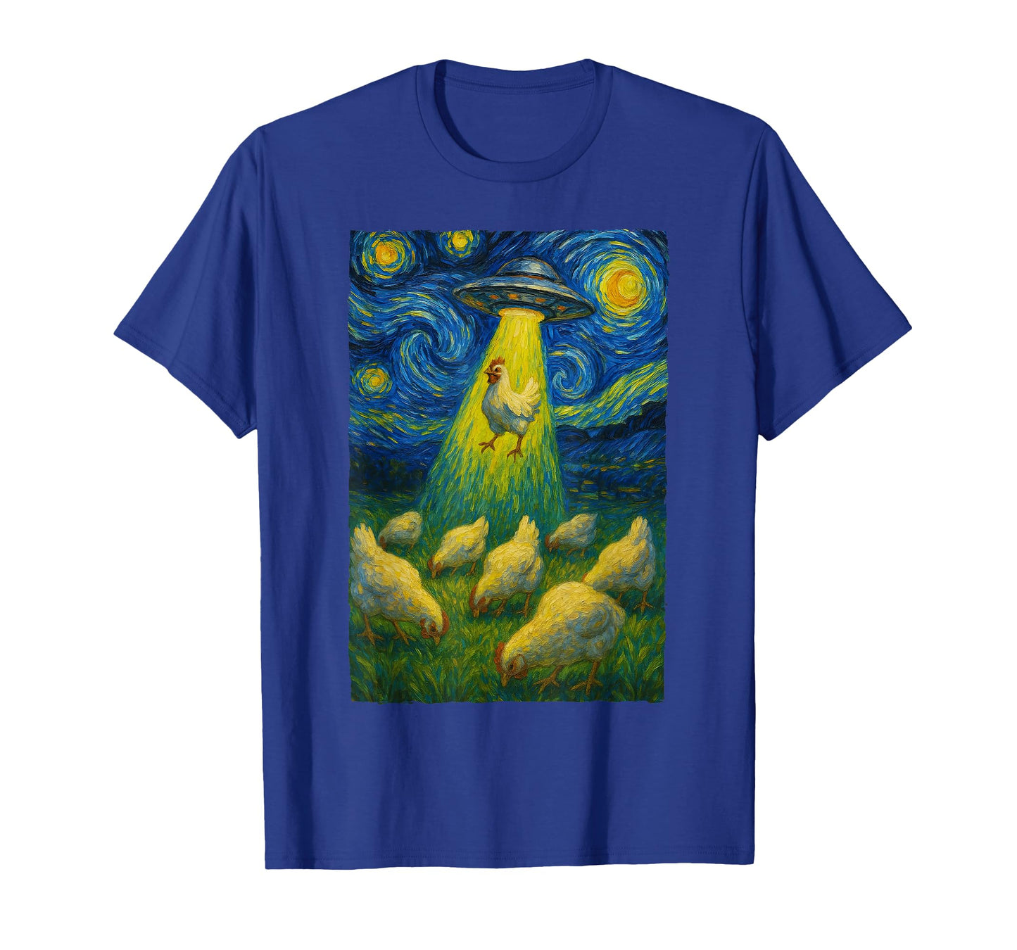 Chicken Alien Abduction Starry Night Poultry Farmer T-Shirt