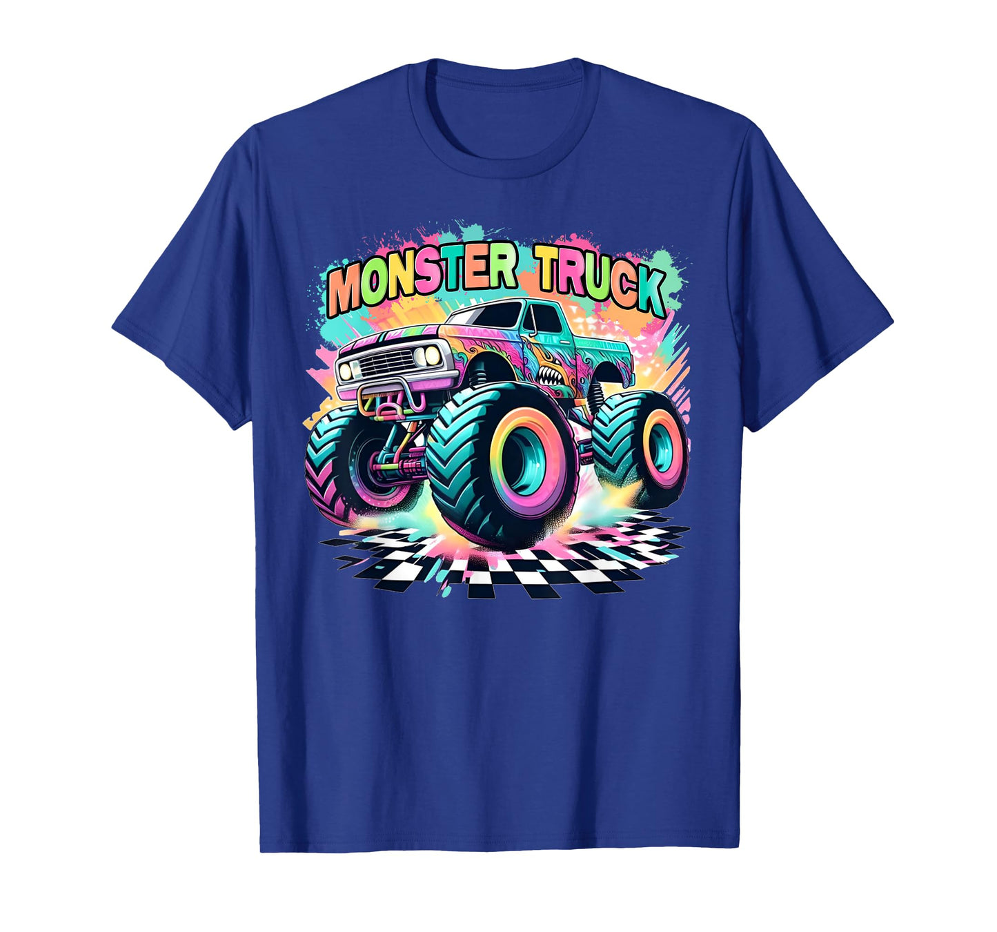 Monster Truck Colorful Birthday Party Retro Trucks Car Lover T-Shirt